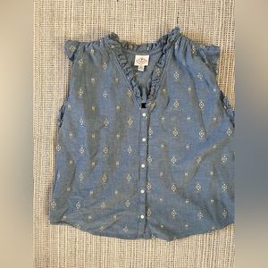 Women’s Size XL Denim button up embroidered top